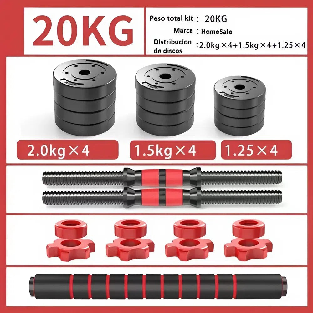 FitCore: Entrena Sin Excusas  (Kit de Pesas 44 LBS + Barra Acolchada ¡Gratis!)