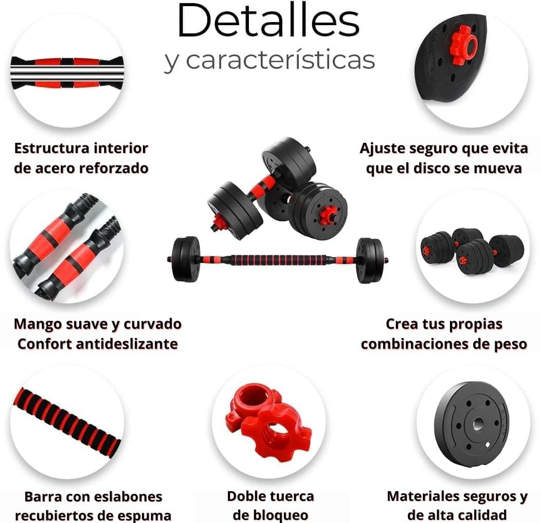 FitCore: Entrena Sin Excusas  (Kit de Pesas 44 LBS + Barra Acolchada ¡Gratis!)