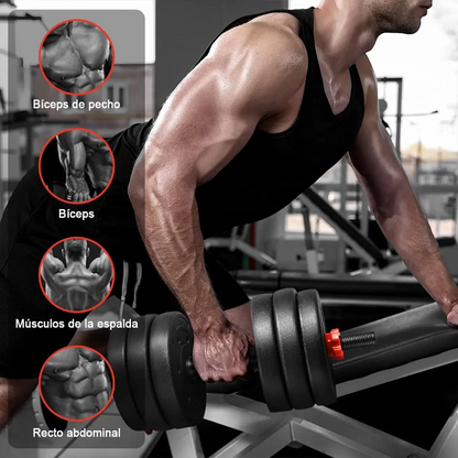 FitCore: Entrena Sin Excusas  (Kit de Pesas 44 LBS + Barra Acolchada ¡Gratis!)